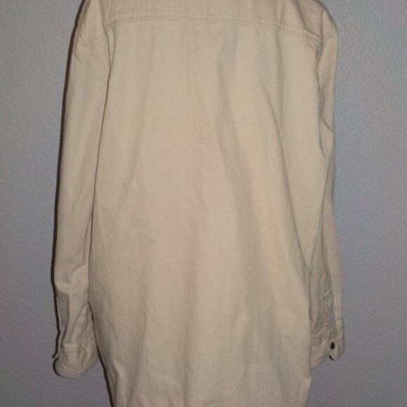 MIDNIGHT SKY WOMENS SIZE X-LARGE KHAKI TAN SNAP FRONT LONG SLEEVE DENIM SHIRT - Picture 8 of 8